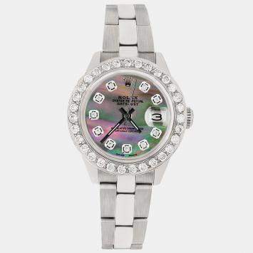 Rolex Custom Tahitian MOP 1.3CT Diamond Stainless Steel Datejust  Automatic Women's Wristwatch 26mm