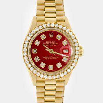 Rolex Customised Imperial Red Diamond 18K Yellow Gold President Datejust  Automatic Women's Wristwatch 26MM