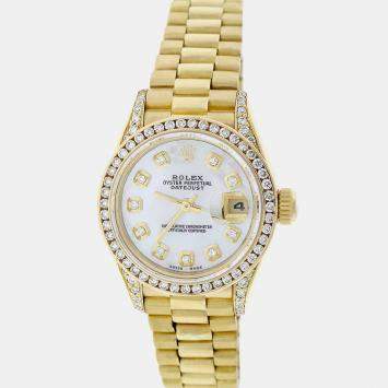 Rolex Customised  Diamond 18K Yellow Gold President Datejust 69178 Automatic Women's Wristwatch 26MM