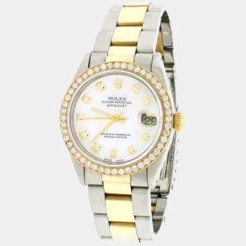Rolex Customised White MOP Diamond 18K Yellow Gold Stainless Steel Datejust  Automatic Women's Wristwatch 31mm