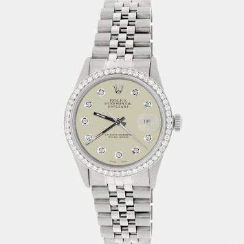 Rolex Customised White 1.1CT Diamond Stainless Steel Datejust  Automatic Men's Wristwatch 36mm