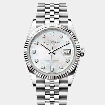 Pre Owned Rolex Datejust 126234-0019 Automatic Mother of Pearl Diamond Stainless Steel Women’s Wristwatch 36 mm
