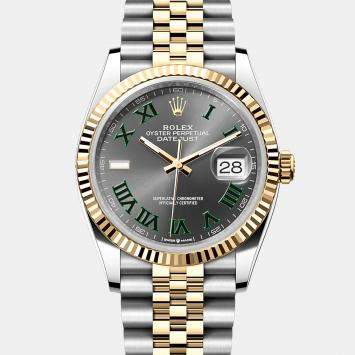 Pre Owned ساعة يد نسائية رولكس ديتجاست 126233-0035 أوتوماتيكية ويمبلدون ذهب أصفر عيار 18 ستانلس ستيل 36 مم