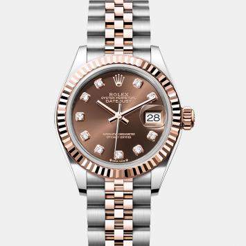 Pre Owned ساعة يد نسائية رولكس ديتجاست 279171-0011 أوتوماتيك ستانلس ستيل وذهب وردي عيار 18 شوكولا دايموند 28 مم