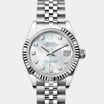 Pre Owned Rolex Datejust 279174-0009 Automatic Mother of Pearl Diamond Stainless Steel Women’s Wristwatch 28 mm