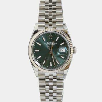 Pre Owned Rolex Datejust 126234-0051 Automatic Green Stainless Steel Women’s Wristwatch 36 mm