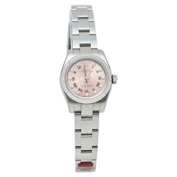 Pre Owned Rolex Pink 18K White Gold Stainless Steel Diamonds Oyster Perpetual 176234 Women's Wristwatch 26 mm