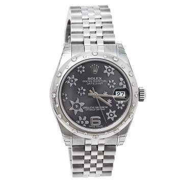 Pre Owned Rolex Grey 18K White Gold & Stainless Steel Diamond Datejust 31 178344 Women's Wristwatch 31 mm