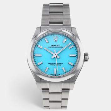 Pre Owned Rolex Tiffany Stainless Steel Oyster Perpetual 277200 Women's Wristwatch 31 mm