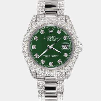 Rolex Custom Forest Green 7.2ct Diamonds Stainless Steel Datejust 178240 Automatic Women's Wristwatch 31mm