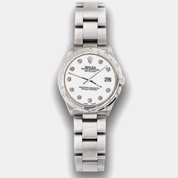 Rolex Custom White Diamond Stainless Steel Datejust 78240 Automatic Women's Wristwatch 31 mm