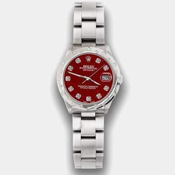 Rolex Custom Imperial Red Diamond Stainless Steel Datejust 78240 Automatic Women's Wristwatch 31 mm