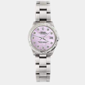 Rolex Custom Pink Diamond Stainless Steel Datejust 78240 Automatic Women's Wristwatch 31 mm