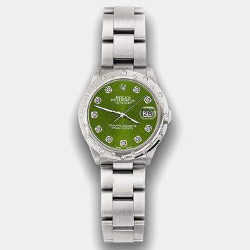 Rolex Custom Royal Green Diamond Stainless Steel Datejust 78240 Automatic Women's Wristwatch 31 mm