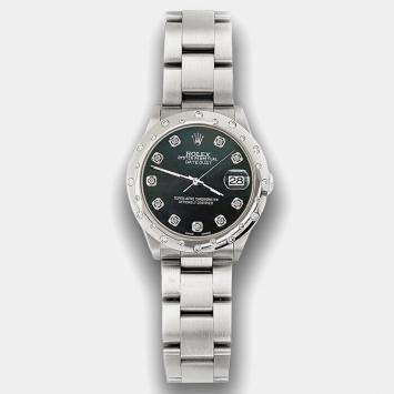 Rolex Custom Black MOP Diamond Stainless Steel Datejust 78240 Automatic Women's Wristwatch 31 mm