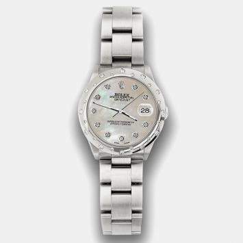 Rolex Custom Champagne MOP Diamond Stainless Steel Datejust 78240 Automatic Women's Wristwatch 31 mm
