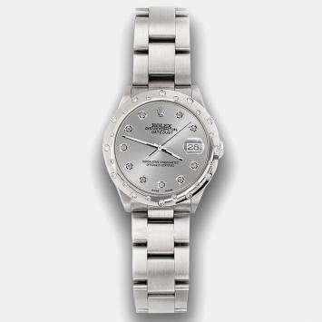 Rolex Custom Grey Diamond Stainless Steel Datejust 78240 Automatic Women's Wristwatch 31 mm