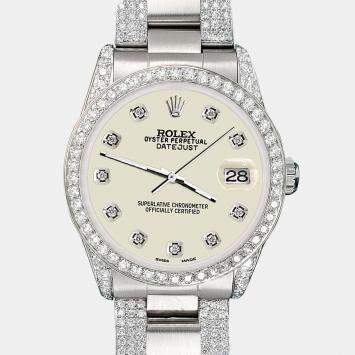 Rolex Custom 3.5ct Diamond Stainless Steel Datejust Automatic Women's Wristwatch 31 mm