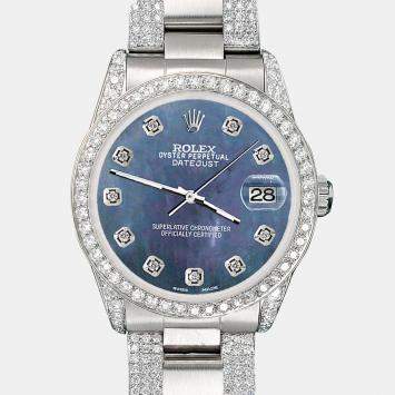 Rolex Custom Black  3.5ct Diamond Stainless Steel Datejust Automatic Women's Wristwatch 31 mm