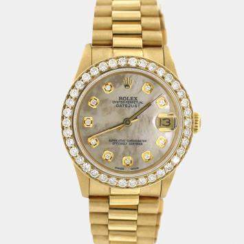 Rolex Custom White MOP Diamond Stainless Steel President Datejust  Automatic Women's Wristwatch 31MM
