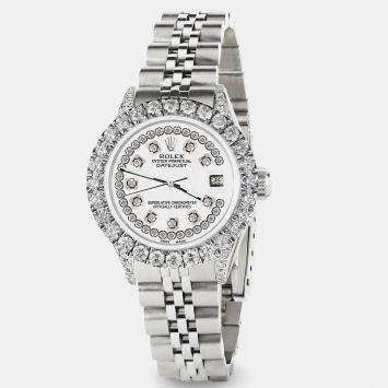 Rolex Custom White 2.35CT Diamond Stainless Steel Datejust  Automatic Women's Wristwatch 26mm