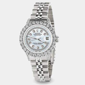 Rolex Custom Sky Blue MOP 2.35CT Diamond Stainless Steel Datejust  Automatic Women's Wristwatch 26mm