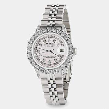 Rolex Custom Pearl 2.35CT Diamond Stainless Steel Datejust  Automatic Women's Wristwatch 26mm