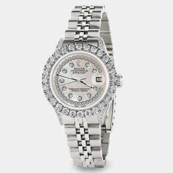 Rolex Custom Natural Pearl 2.35CT Diamond Stainless Steel Datejust  Automatic Women's Wristwatch 26mm