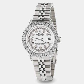 Rolex Custom Ivory 2.35CT Diamond Stainless Steel Datejust  Automatic Women's Wristwatch 26mm