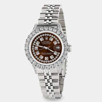 Rolex Custom Chocolate 2.35CT Diamond Stainless Steel Datejust  Automatic Women's Wristwatch 26mm