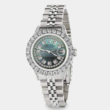 Rolex Custom Black MOP 2.35CT Diamond Stainless Steel Datejust  Automatic Women's Wristwatch 26mm