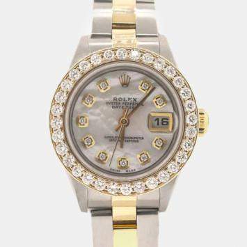 Rolex Custom  MOP Diamond 18K Yellow Gold Stainless Steel Datejust  Automatic Women's Wristwatch 26MM
