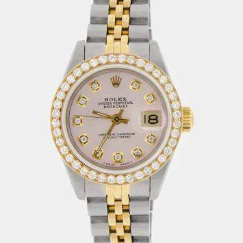 Rolex Custom Pink Diamond 18K Yellow Gold Stainless Steel Datejust  Automatic Women's Wristwatch 26mm