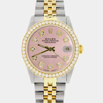Rolex Custom Orchid Pink Diamond 18K Yellow Gold Stainless Steel Datejust  Automatic Women's Wristwatch 31mm