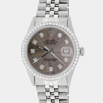 Rolex Custom Gray Diamond Stainless Steel Datejust  Automatic Men's Wristwatch 36MM