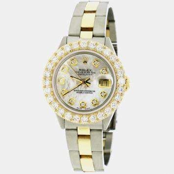 Rolex Customised White MOP Diamond 18K Yellow Gold Datejust  Automatic Women's Wristwatch 26mm