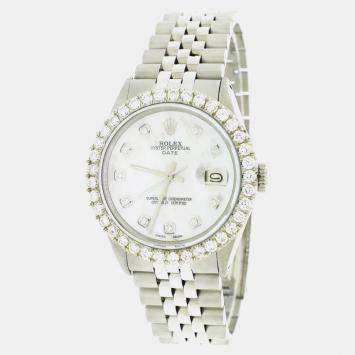 Rolex Customised  MOP 2.7CT Diamond Stainless Steel Date  Automatic Men's Wristwatch 34mm