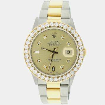 Rolex Customised  2.80CT Diamond 18K Yellow Gold Stainless Steel Datejust  Automatic Men's Wristwatch 36mm