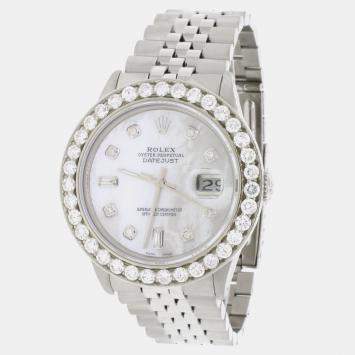 Rolex Customised  MOP 3.65CT Diamond Stainless Steel Datejust  Automatic Men's Wristwatch 36mm