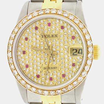 Rolex Customised  Diamond 18K Yellow Gold Datejust 68273 Automatic Men's Wristwatch