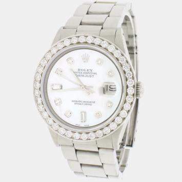 Rolex Customised White MOP 2.75CT Diamond Stainless Steel Datejust  Automatic Men's Wristwatch 36MM
