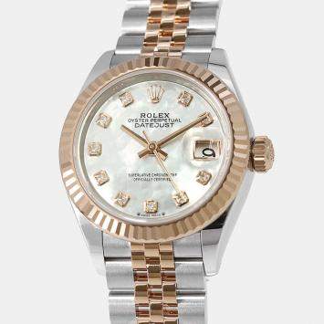 Rolex MOP 18K Rose Gold Stainless Steel Datejust 279171 Automatic Women's Wristwatch 28 mm