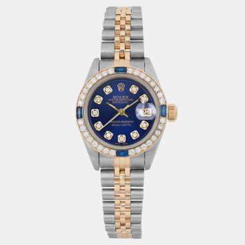 Rolex Customised 18k Yellow Gold Stainless Steel Datejust 69173 Automatic Women's Wristwatch 26 mm