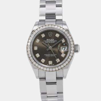 Rolex Grey Stainless Steel Diamond Lady Datejust 279384RBR Automatic Women's Wristwatch 28mm