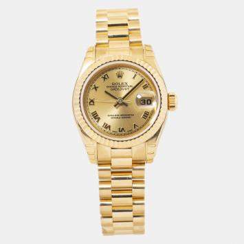 Rolex Lady Datejust 179178 Gold Dial 18K Yellow Gold  Automatic Women's Wristwatch 26 mm
