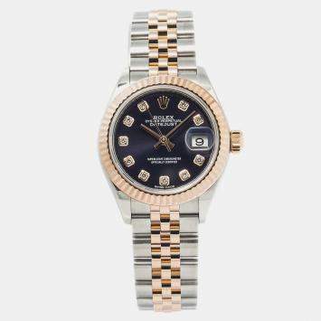 Rolex Purple 18K Rose Gold Stainless Steel Datejust 279171 Automatic Women's Wristwatch 28mm