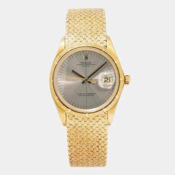 Rolex Day-Date Zephyr 1510 Grey Dial 18K Yellow Gold Women's Wristwatch 34 mm