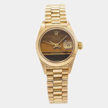Rolex Datejust 6917 Brown Dial 18K Yellow Gold Automatic Women's Wristwatch 26 mm