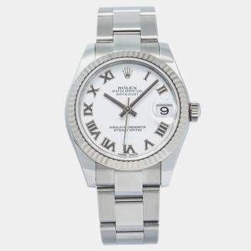 Rolex White Stainless Steel Datejust 178274 Automatic Women's Wristwatch 31mm