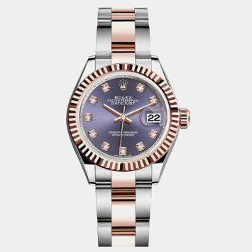 Rolex Purple 18k Rose Gold Stainless Steel Lady Datejust 279171 Automatic Women's Wristwatch 28mm